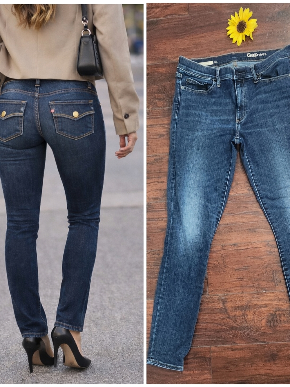 Levi's 524 Dark Blue Denim Jeans with Gold Stitching 💦💦